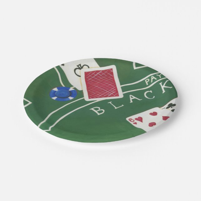 Prato De Papel Jogo de Blackjack com Chips por Chariklia Zarris (Inclinado)