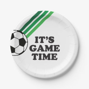 Prato De Papel Jogo de Futebol Listras Verdes Aniversário