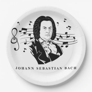Prato De Papel Johann Sebastian Bach Portrait e Bust com Notes