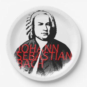 Prato De Papel Johann Sebastian Bach retrata e letras vermelhas