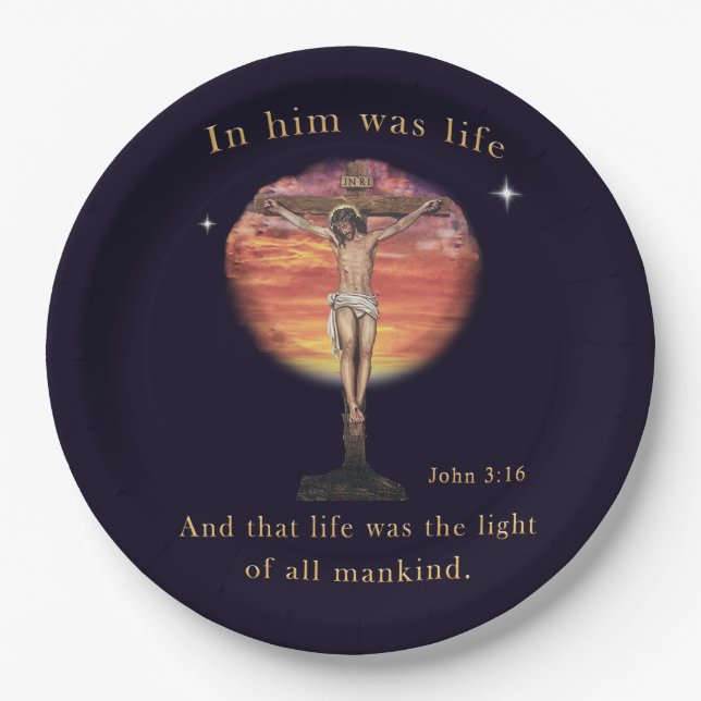 Prato De Papel John 3:16 (Frente)
