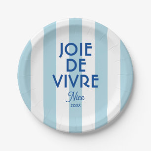 Prato De Papel Joie De Vivre Nice Blue Cabana Stripe Francês