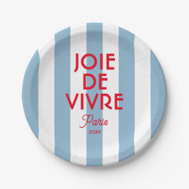 Prato De Papel Joie De Vivre Paris Blue Cabana Stripe Francês