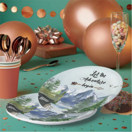 Prato De Papel Jornada Começa Aquarela Russa da Montanha