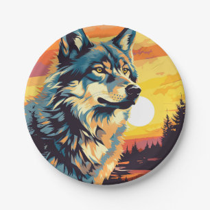 Prato De Papel Jornada Impressionista de Lobo Majestoso