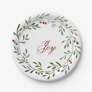 Prato De Papel Joy Christmas Wreath Plate