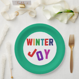Prato De Papel Joy de inverno - Letras Coloridas Cozinhas