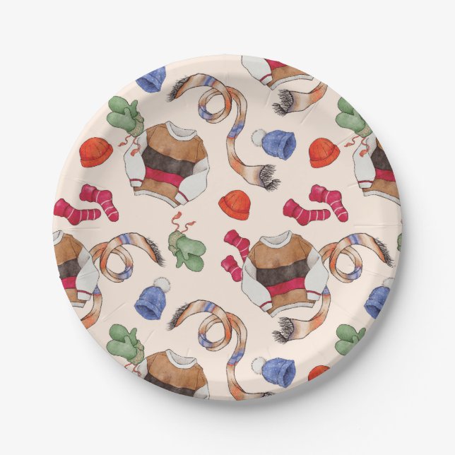 Prato De Papel Joy de tricô (Linen) - Placas de papel (Frente)