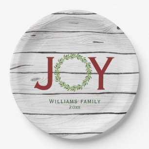 Prato De Papel Joy Watercolor Wreath Family Natal