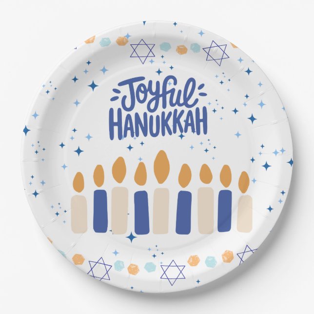 Prato De Papel Joyful Hanukkah (Frente)