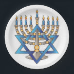 Prato De Papel Judaish Menorah<br><div class="desc">Chanucá - Placas De Janto. Este é do Judeu Menorah para Ups Fáceis E Limpos.</div>
