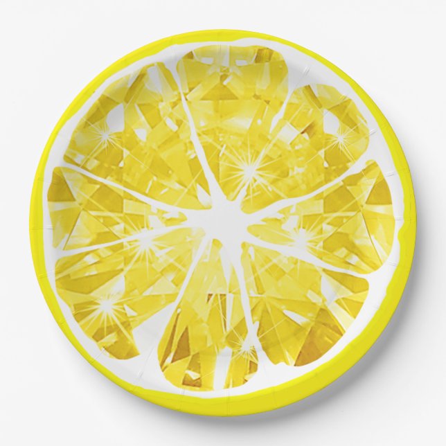 Prato De Papel Juicy Gem Lemon Slice Citrus Fruta Party (Frente)