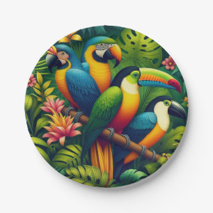 Prato De Papel Jungle Fiesta: Um Banquete Colorido