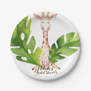 Prato De Papel Jungle Giraffe Watercolor Party