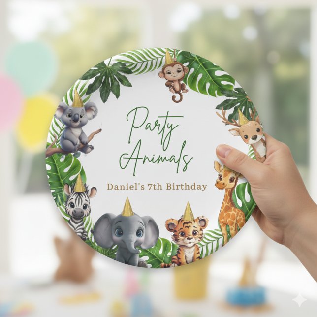 Prato De Papel Jungle Safari Kids Birthday Party Paper Plates (Criador carregado)
