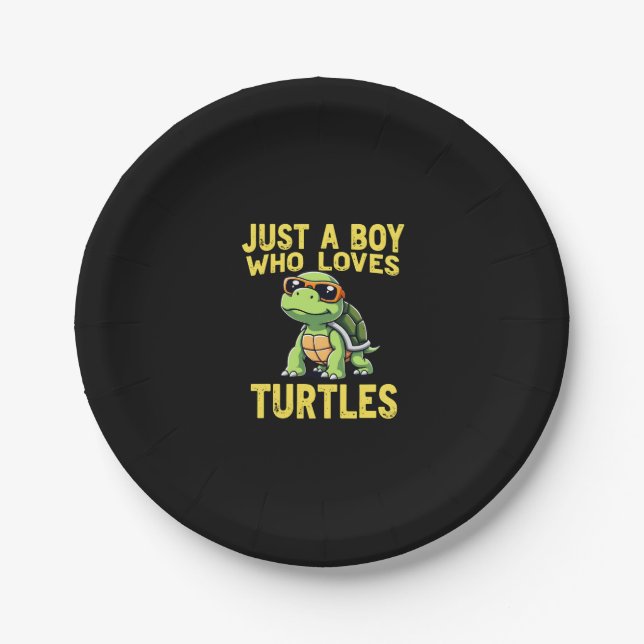 Prato De Papel Just a boy who loves turtles Children boy (3) (Frente)