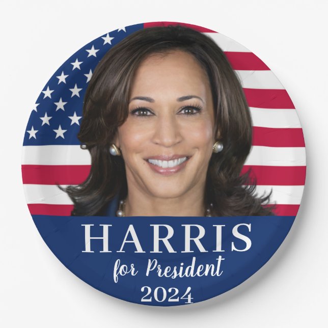 Prato De Papel Kamala Harris Para O Presidente 2024 (Frente)
