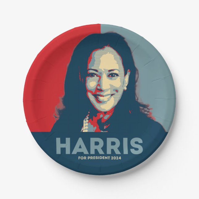 Prato De Papel Kamala Harris Para O Presidente 2024 (Frente)