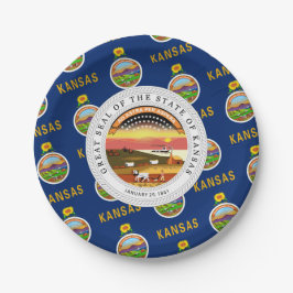 Prato De Papel Kansan Flag & Seal, Flag of Kansas