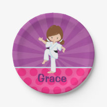 Karate Kid Girl Purple Rays Papel Placa de 7 poleg