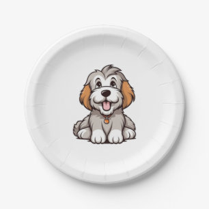 Prato De Papel Kawaii Bearded Collie Puppy