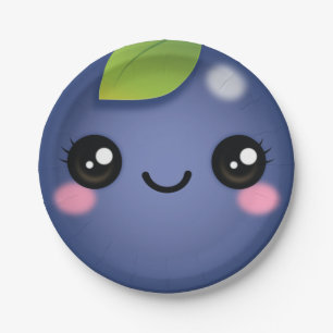 Prato De Papel Kawaii Blueberry Paper Plate