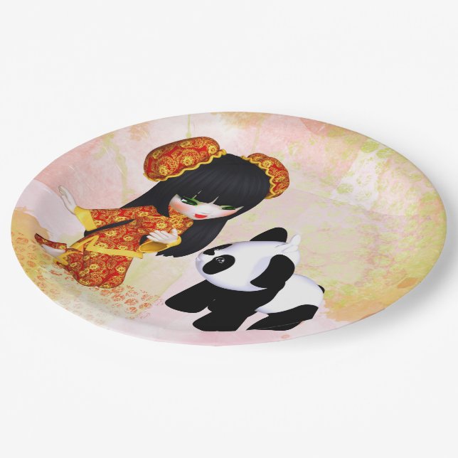 Prato De Papel Kawaii China Girl (Inclinado)