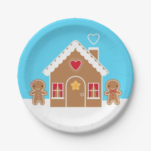Prato De Papel Kawaii Christmas Gingercake House