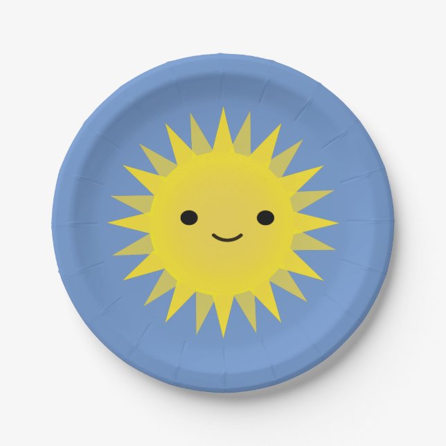 Prato De Papel Kawaii Gelado Sorrindo Sol (Frente)