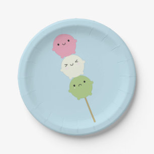 Prato De Papel Kawaii Mochi Dango