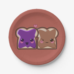 Prato De Papel Kawaii Peanut Butter e Jelly Amigos