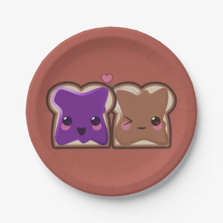 Prato De Papel Kawaii Peanut Butter e Jelly Amigos