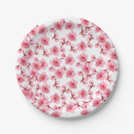 Prato De Papel kawaii pink cherry blossoms