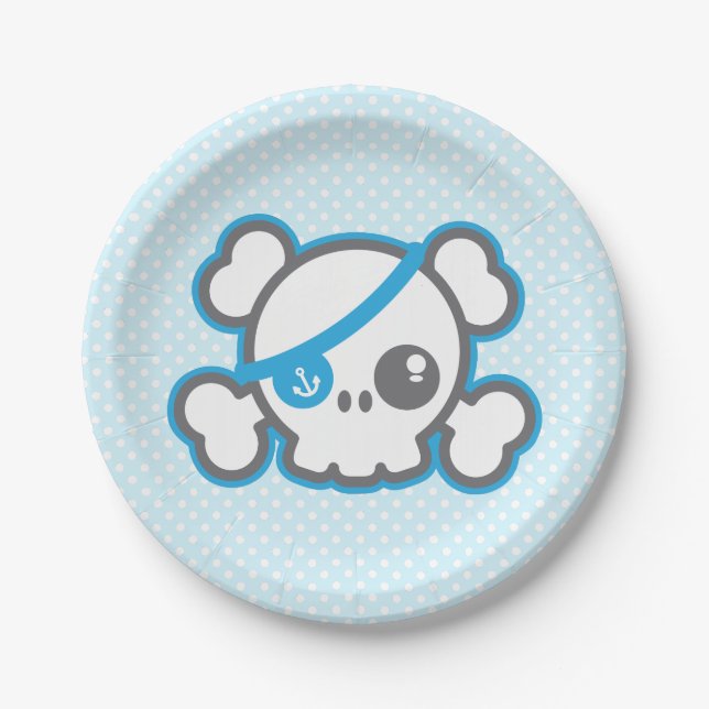 Prato De Papel Kawaii Pirate Skull Plates (Frente)