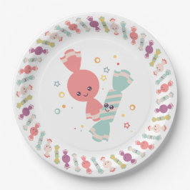 Prato De Papel Kawaii sorrindo Chapas de Papel Doces