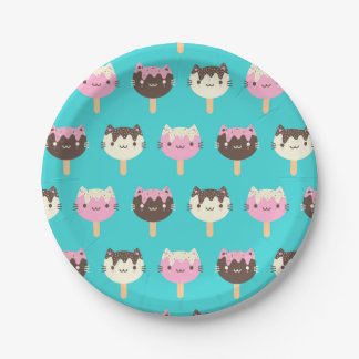Prato De Papel Kawaii Summer Ice Lolly Popsicle Cats