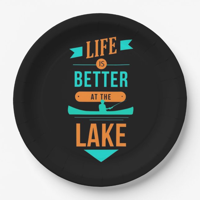 Prato De Papel Kayaking Life É Melhor No Lago (Frente)