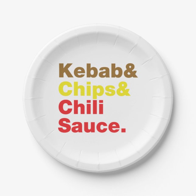 Prato De Papel Kebab e Chips e Molho Chili. (Frente)