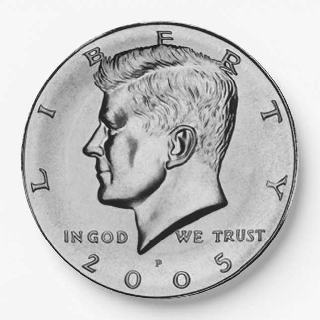 Prato De Papel Kennedy Half Dollar (Frente)