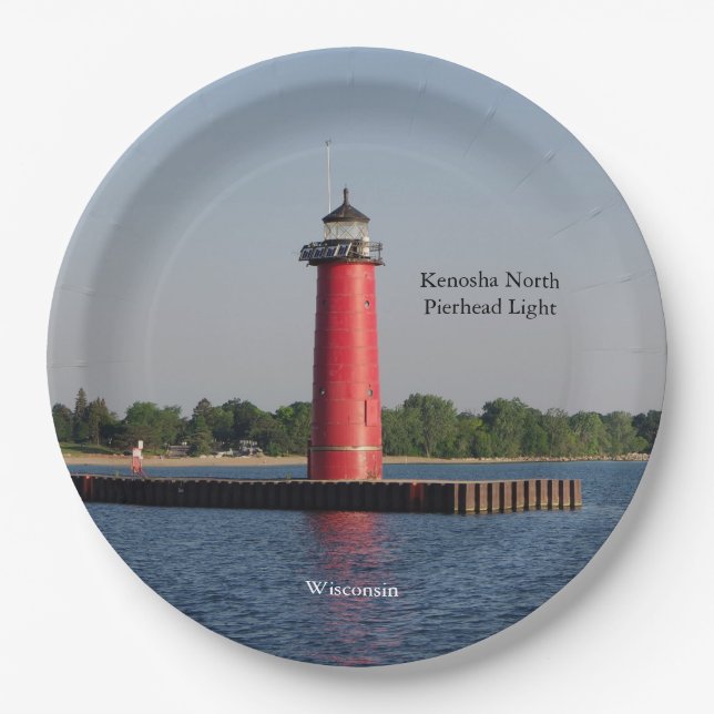Prato De Papel Kenosha North Pierhead - Placa de papel leve (Frente)