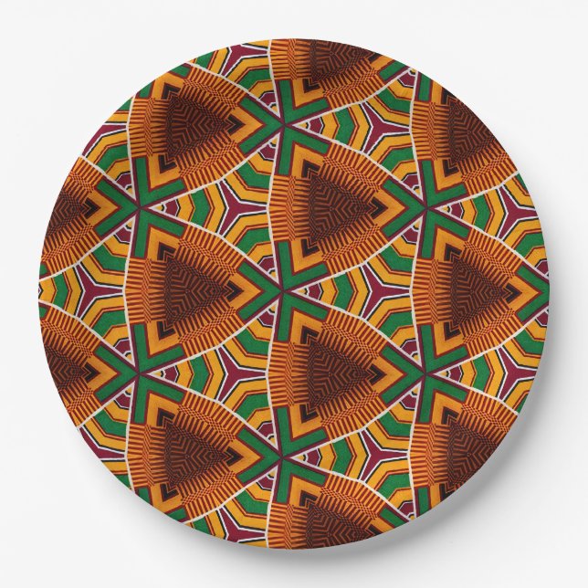 Prato De Papel Kente Geométricos Kwanzaa Afrocentrismo (Frente)