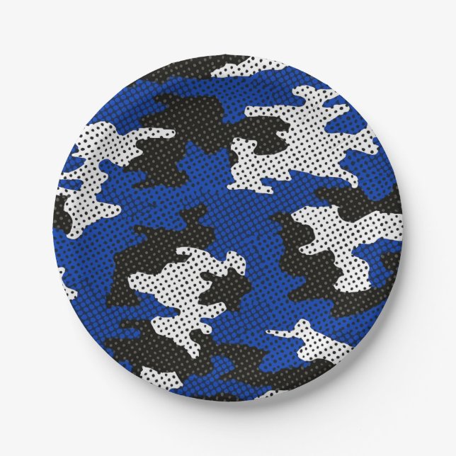 Prato De Papel Kentucky Blue White Classic Camo Pattern (Frente)