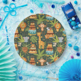 Prato De Papel Kids Birthday Jungle Themed Paper Plates