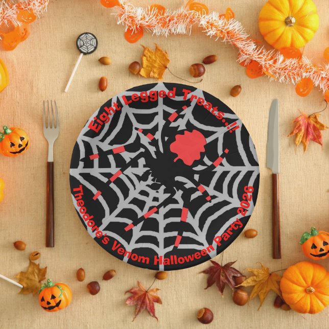 Prato De Papel Kids Venom Halloween Plate (Venom Halloween Party Paper Plate)