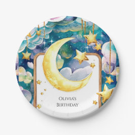 Prato De Papel Kids Whimsic Moon Birthday