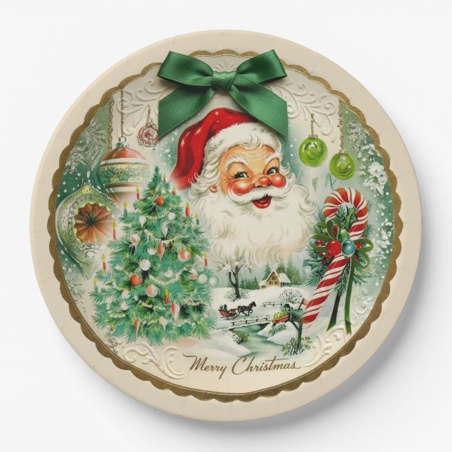 Prato De Papel Kitschmas Nostálgico  (Frente)