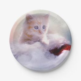 Prato De Papel Kitten Natal