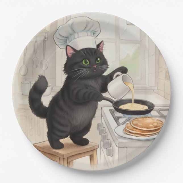 Prato De Papel KItty Kichen Black Cat, Paper Plates (Frente)