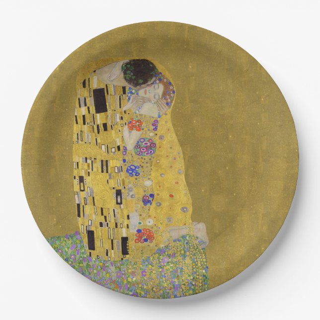 Prato De Papel Klimt's The Biss - Arte Romântica Nouveau (Frente)