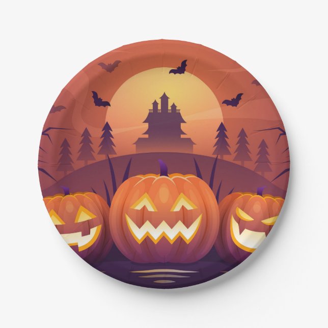 Prato De Papel Kürbis Halloween Pappteller – Lustiges Halloween-P (Frente)